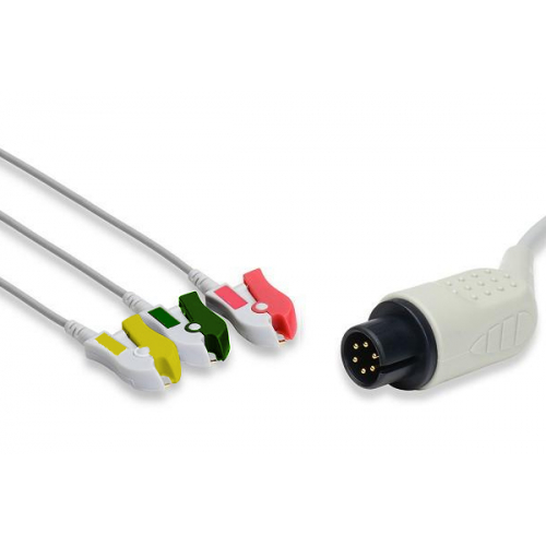 Kabel kompletny EKG do MEK, 3 odprowadzenia, klamra, wtyk 6 pin